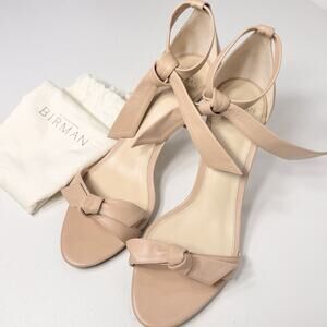 Alexandre Birman Clarita Ankle Tie Sandals Nude EU 39 US 9 Leather Bow Knot EUC